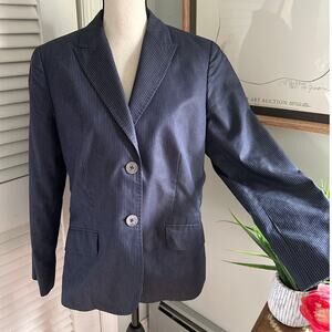BROOKS BROTHERS Womens Blazer Single Breasted Pinstriped Cotton Silk Career | 14